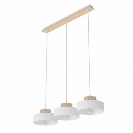 Lampadario a sospensione KIVI 3xE27/15W/230V bianco