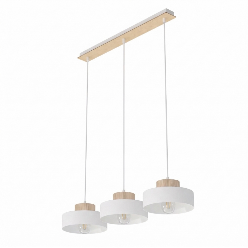 Lampadario a sospensione KIVI 3xE27/15W/230V bianco