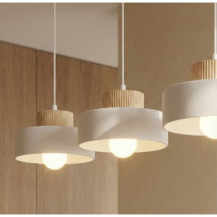 Lampadario a sospensione KIVI 3xE27/15W/230V bianco