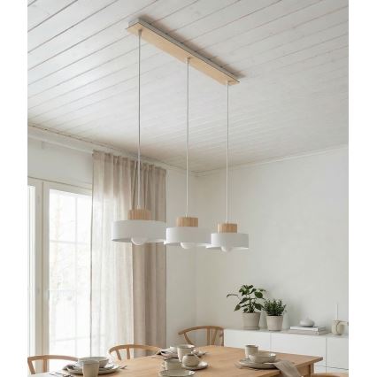 Lampadario a sospensione KIVI 3xE27/15W/230V bianco