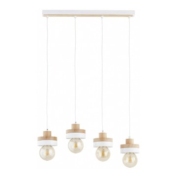 Lampadario a sospensione LARSO 4xE27/15W/230V bianco/beige