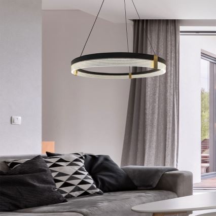 Lampadario a sospensione LED su cavo TRIANGLE LED/40W/230V 3000/4000/6000K Ø 60 cm nero