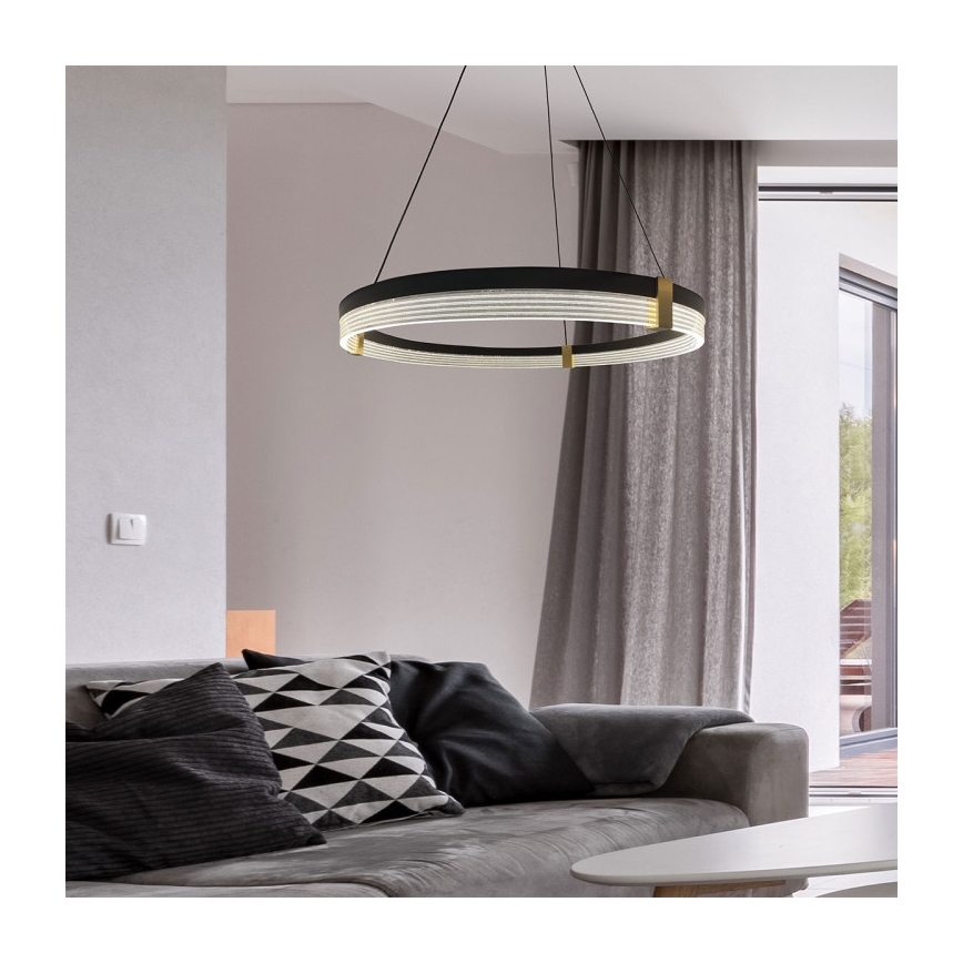 Lampadario a sospensione LED su cavo TRIANGLE LED/40W/230V 3000/4000/6000K Ø 60 cm nero