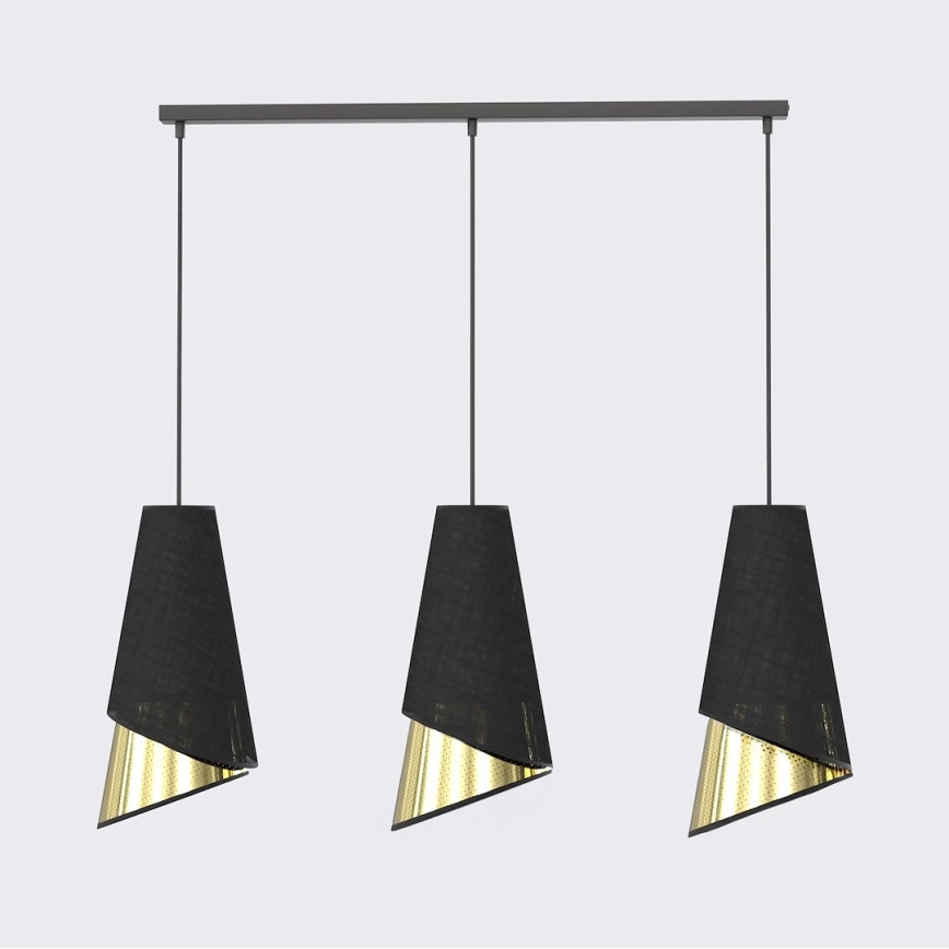 Lampadario a sospensione MODA 3xE27/15W/230V nero/oro