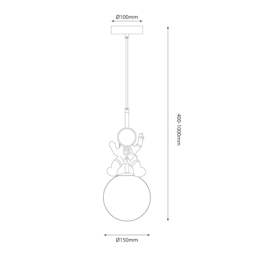 Lampadario a sospensione per bambini ASTRONAUT 1xE27/60W/230V diametro 15 cm oro/beige