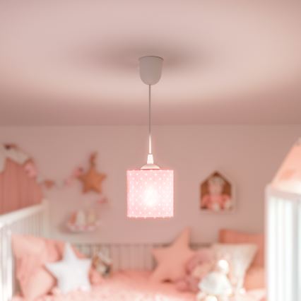 Lampadario a sospensione per bambini DOTS 1xE27/15W/230V diametro 15 cm rosa