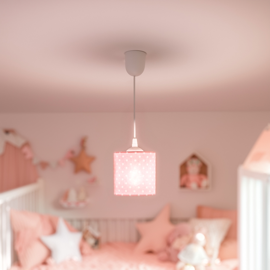 Lampadario a sospensione per bambini DOTS 1xE27/15W/230V diametro 15 cm rosa
