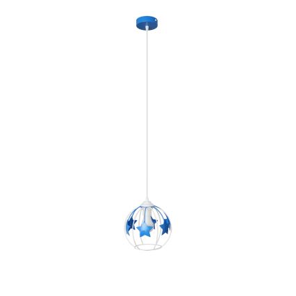 Lampadario a sospensione per bambini STARS 1xE27/15W/230V blu/bianco