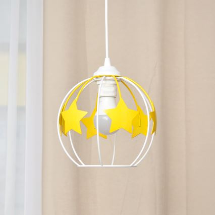 Lampadario a sospensione per bambini STARS 1xE27/15W/230V giallo/bianco