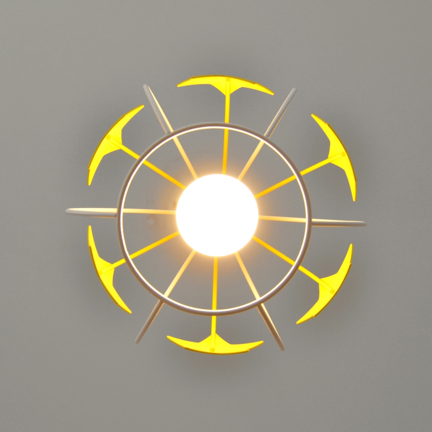 Lampadario a sospensione per bambini STARS 1xE27/15W/230V giallo/bianco