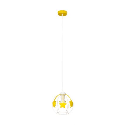 Lampadario a sospensione per bambini STARS 1xE27/15W/230V giallo/bianco