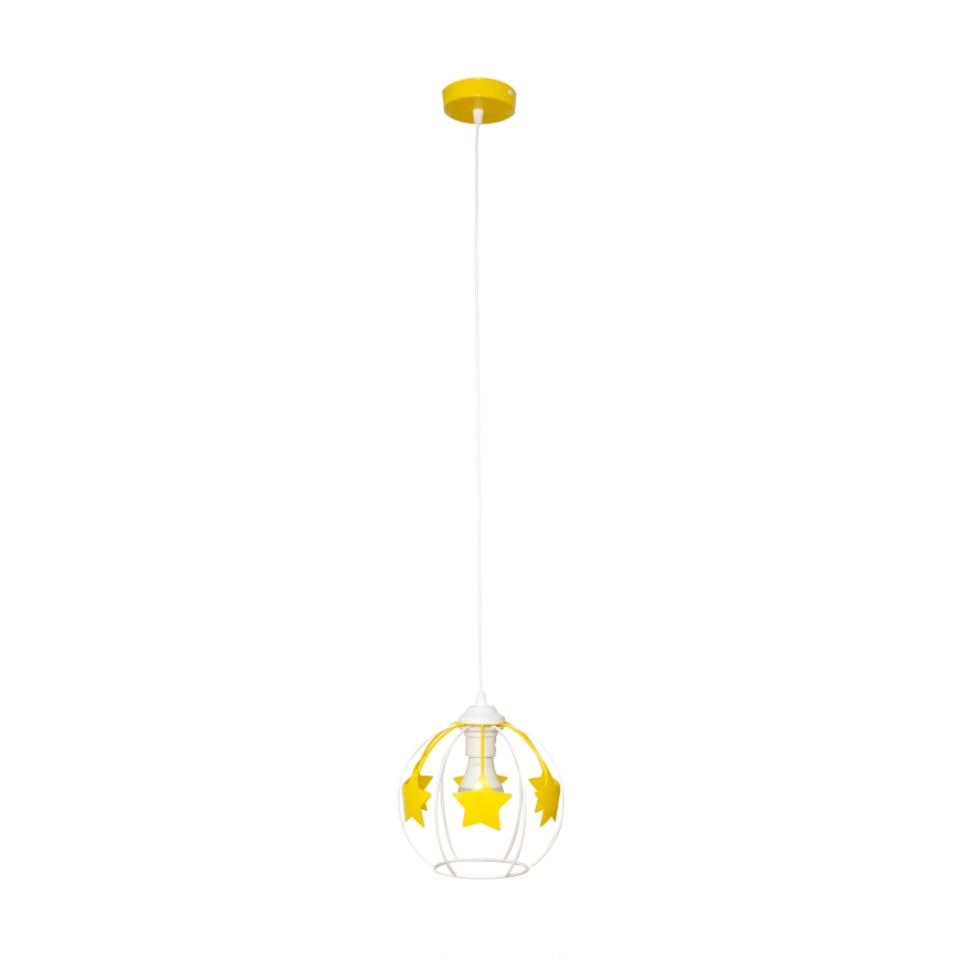 Lampadario a sospensione per bambini STARS 1xE27/15W/230V giallo/bianco