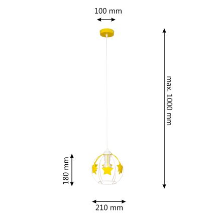 Lampadario a sospensione per bambini STARS 1xE27/15W/230V giallo/bianco