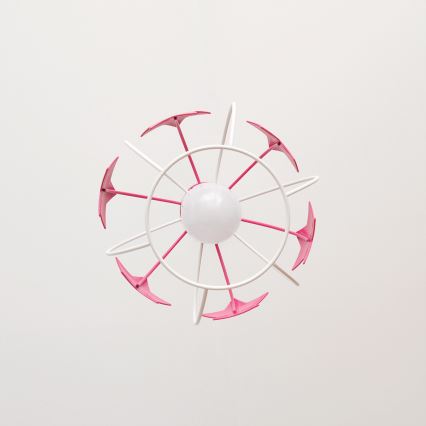 Lampadario a sospensione per bambini STARS 1xE27/15W/230V rosa/bianco
