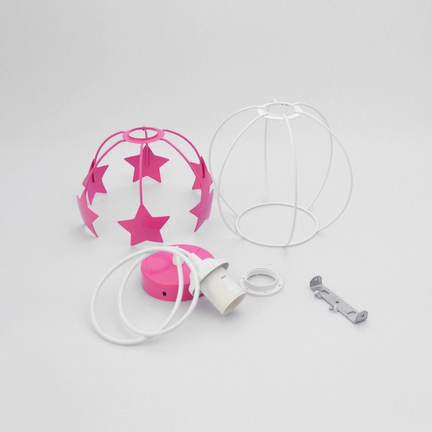 Lampadario a sospensione per bambini STARS 1xE27/15W/230V rosa/bianco