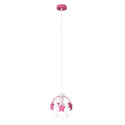 Lampadario a sospensione per bambini STARS 1xE27/15W/230V rosa/bianco