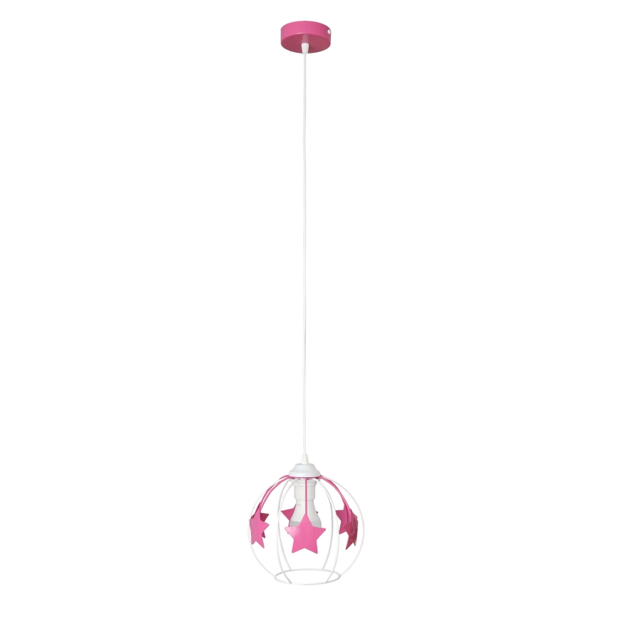 Lampadario a sospensione per bambini STARS 1xE27/15W/230V rosa/bianco