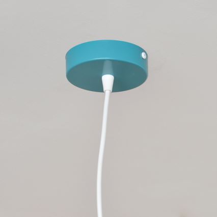 Lampadario a sospensione per bambini STARS 1xE27/15W/230V turchese/bianco