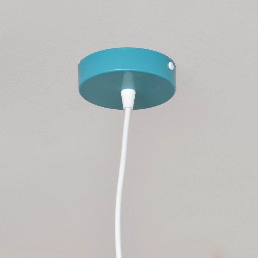 Lampadario a sospensione per bambini STARS 1xE27/15W/230V turchese/bianco