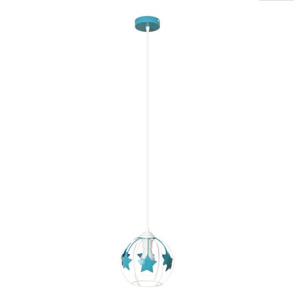 Lampadario a sospensione per bambini STARS 1xE27/15W/230V turchese/bianco