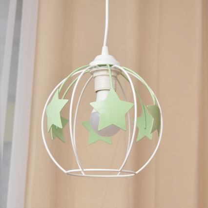 Lampadario a sospensione per bambini STARS 1xE27/15W/230V verde/bianco