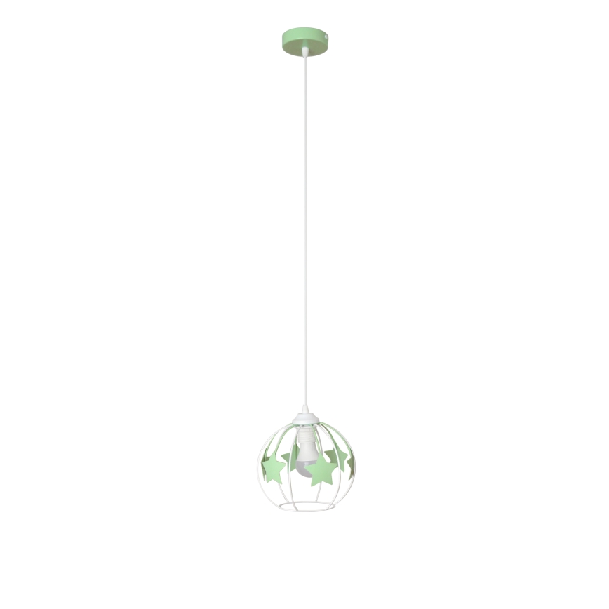 Lampadario a sospensione per bambini STARS 1xE27/15W/230V verde/bianco