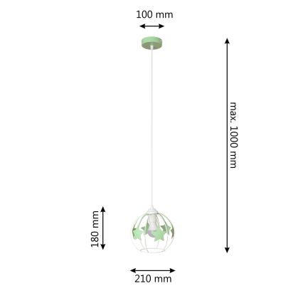 Lampadario a sospensione per bambini STARS 1xE27/15W/230V verde/bianco