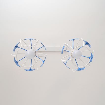 Lampadario a sospensione per bambini STARS 2xE27/15W/230V blu/bianco