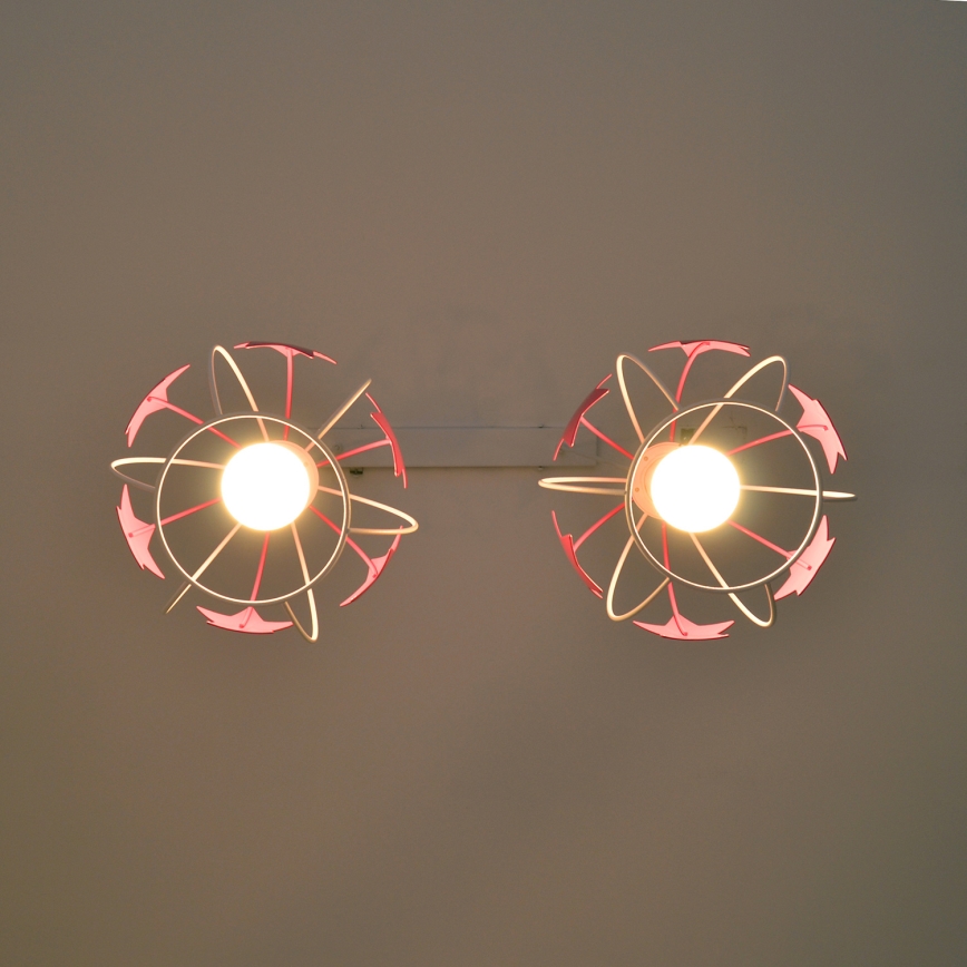 Lampadario a sospensione per bambini STARS 2xE27/15W/230V rosa/bianco