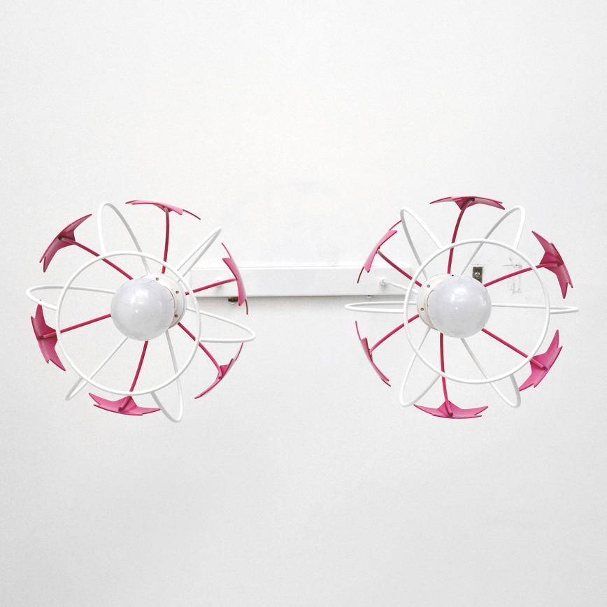 Lampadario a sospensione per bambini STARS 2xE27/15W/230V rosa/bianco
