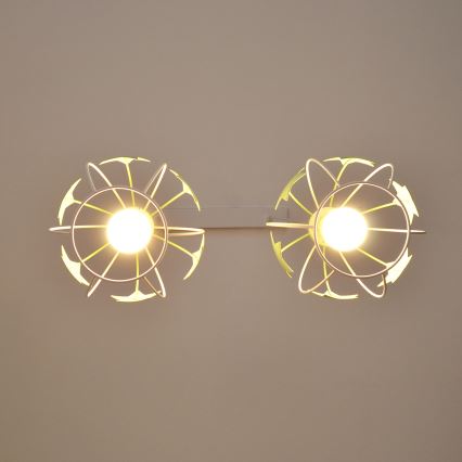 Lampadario a sospensione per bambini STARS 2xE27/15W/230V verde/bianco