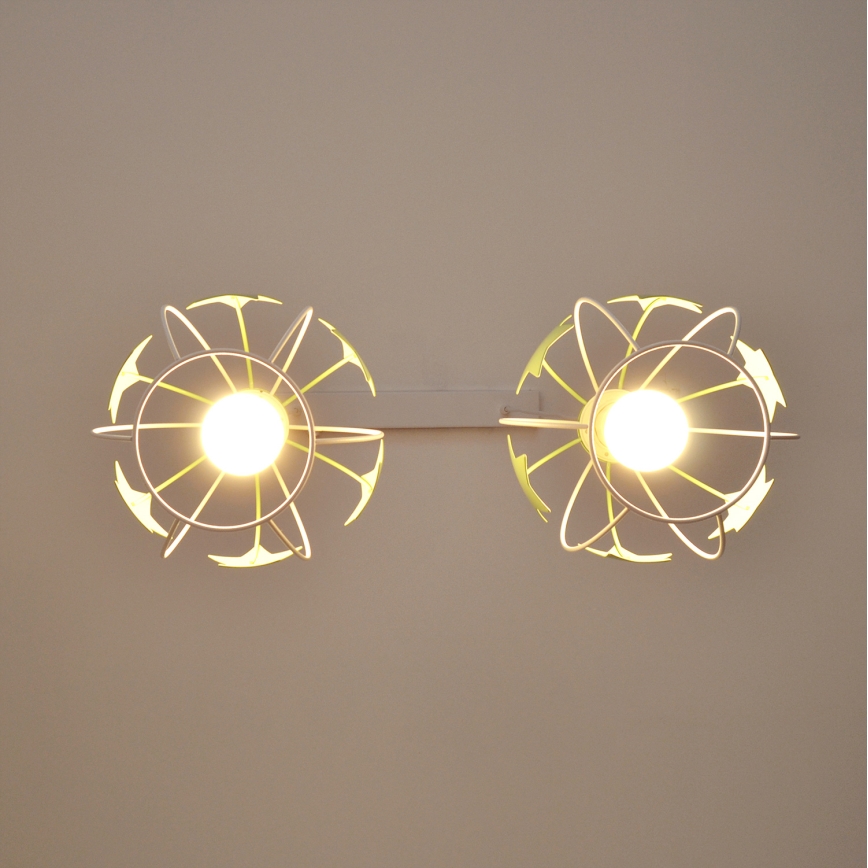 Lampadario a sospensione per bambini STARS 2xE27/15W/230V verde/bianco