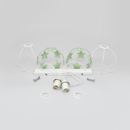 Lampadario a sospensione per bambini STARS 2xE27/15W/230V verde/bianco