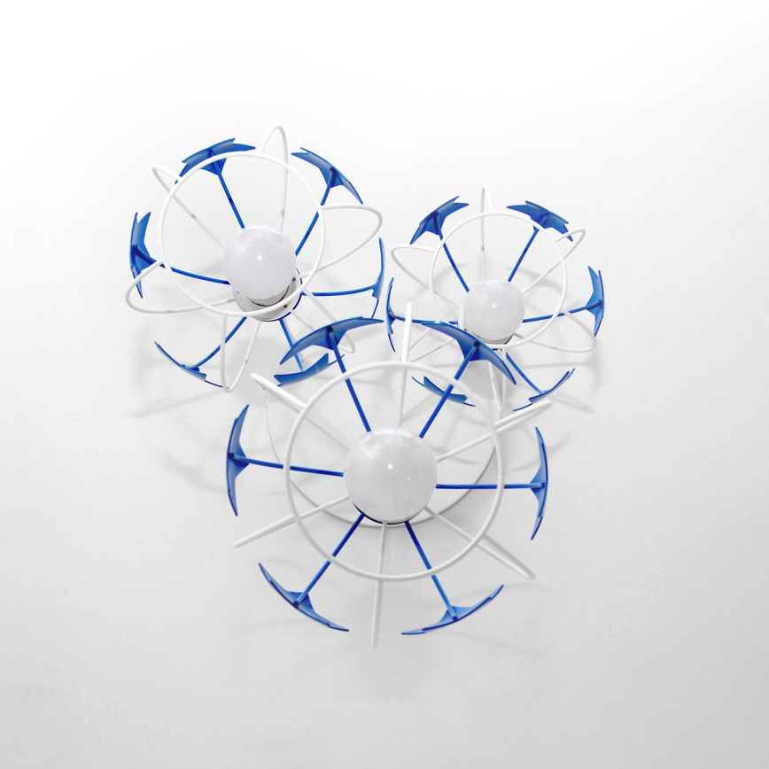 Lampadario a sospensione per bambini STARS 3xE27/15W/230V blu/bianco