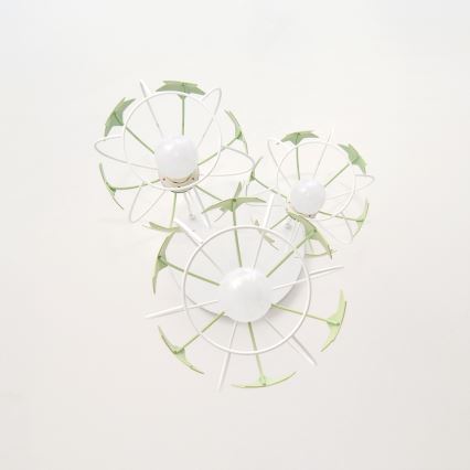 Lampadario a sospensione per bambini STARS 3xE27/15W/230V verde/bianco