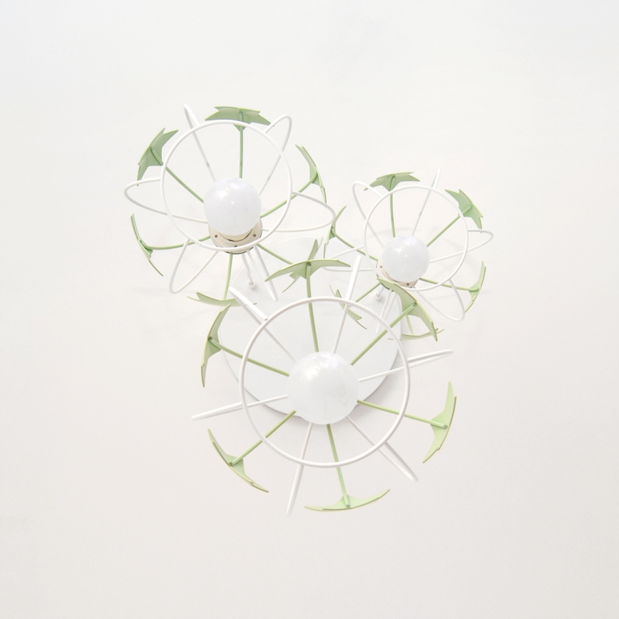 Lampadario a sospensione per bambini STARS 3xE27/15W/230V verde/bianco