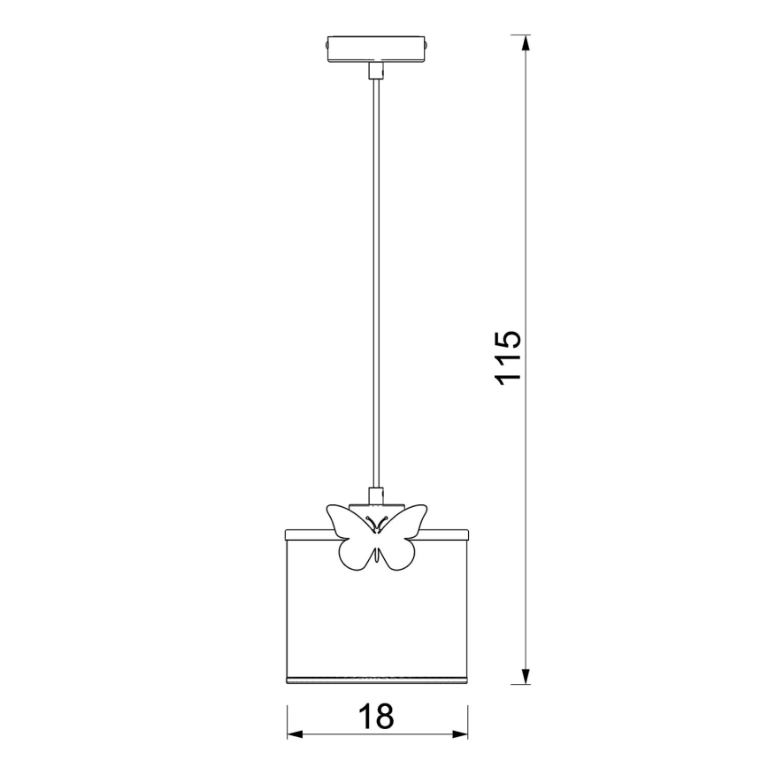 Lampadario a sospensione per bambini SWEET 1xE27/15W/230V bianco/farfalla