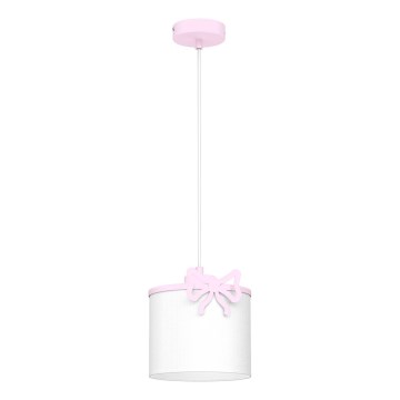Lampadario a sospensione per bambini SWEET 1xE27/15W/230V bianco/rosa/bow
