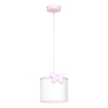 Lampadario a sospensione per bambini SWEET 1xE27/15W/230V bianco/rosa/farfalla