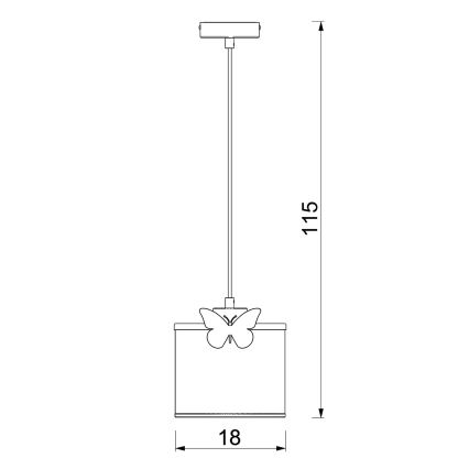 Lampadario a sospensione per bambini SWEET 1xE27/15W/230V bianco/rosa/farfalla