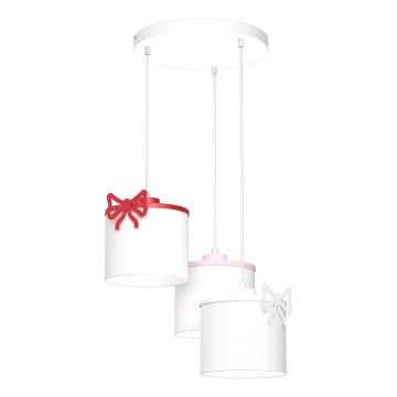 Lampadario a sospensione per bambini SWEET 3xE27/15W/230V bianco/rosa/rosso/bow