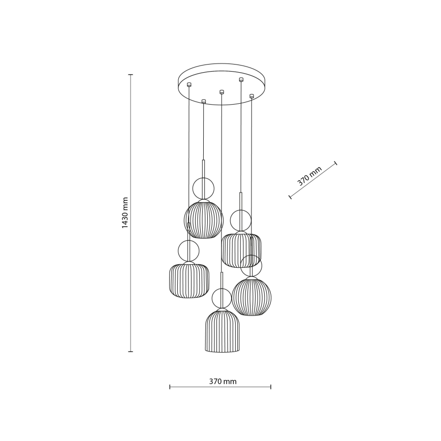 Lampadario a sospensione SOPHIA 5xE14/10W/230V nero/beige fumé