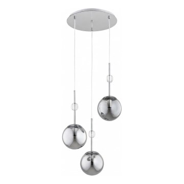 Lampadario a sospensione su cavo ARVENA 3xE14/10W/230V cromo lucido/nero/fumé