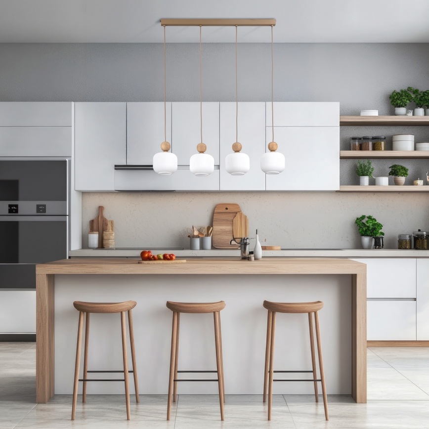 Lampadario a sospensione su cavo BALLO 4xE14/10W/230V beige