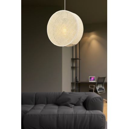 Lampadario a sospensione su cavo BIG DRUM 1xE27/60W/230V crema