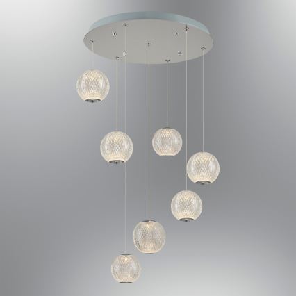 Lampadario a sospensione su cavo CREMONA 7xLED/5W/230V 3000K cromo opaco