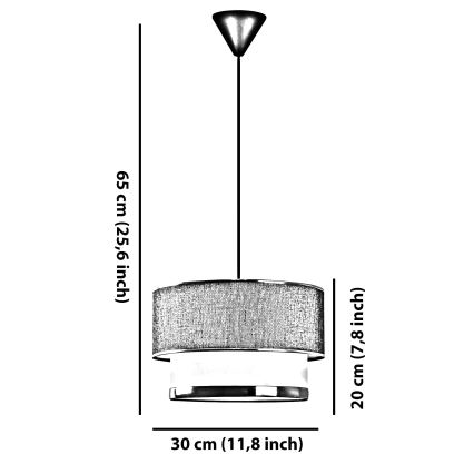Lampadario a sospensione su cavo ECHO 1xE27/60W/230V crema/beige