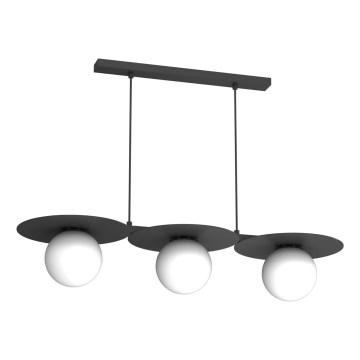 Lampadario a sospensione su cavo FLAT 3xE27/15W/230V nero