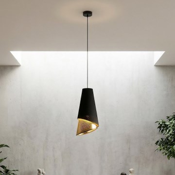 Lampadario a sospensione su cavo MODA 1xE27/15W/230V nero/oro