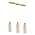 Lampadario a sospensione su cavo PIEGA 3xE14/40W/230V ottone/beige fumé